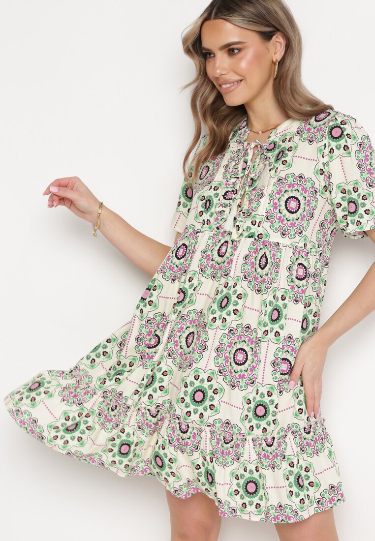 rosse line Rochie Verde Boho din Viscoză cu croială evazată Wiadena