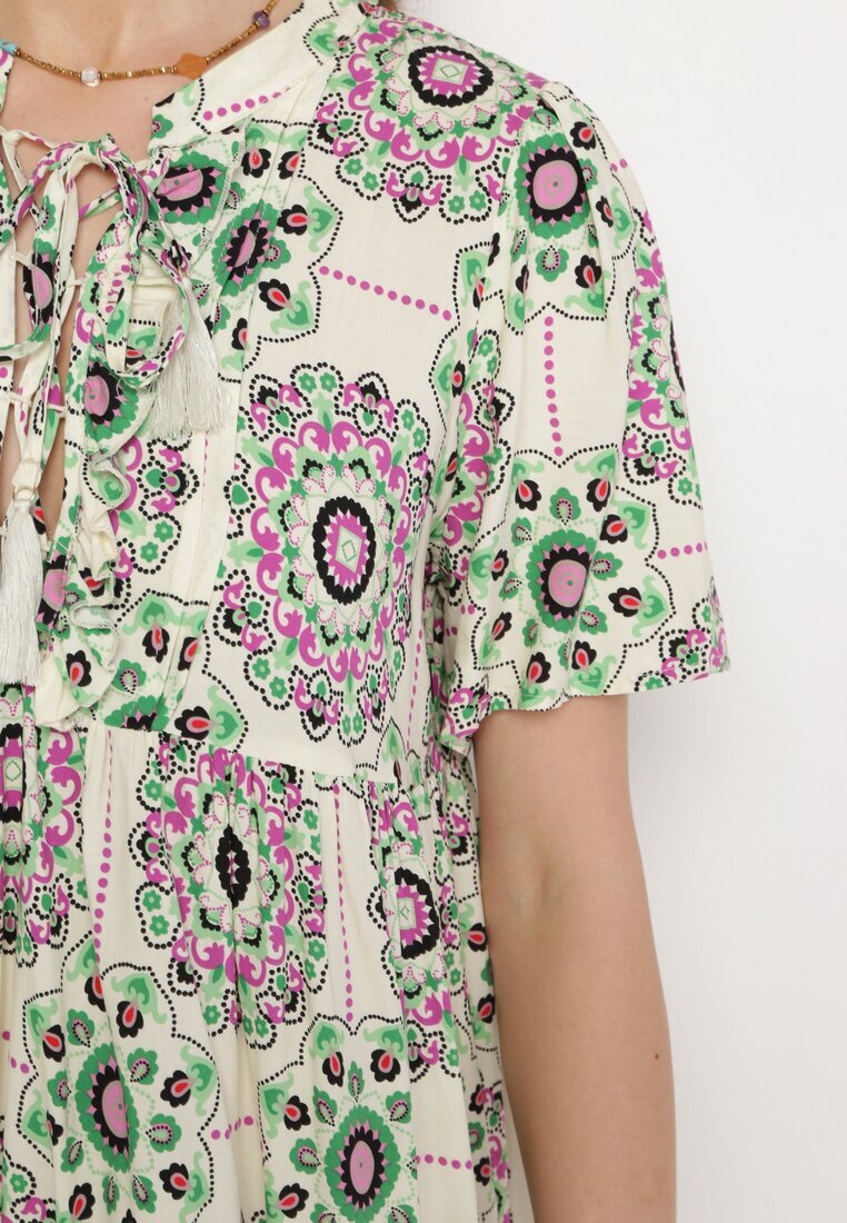rosse line Rochie Verde Boho din Viscoză cu croială evazată Wiadena