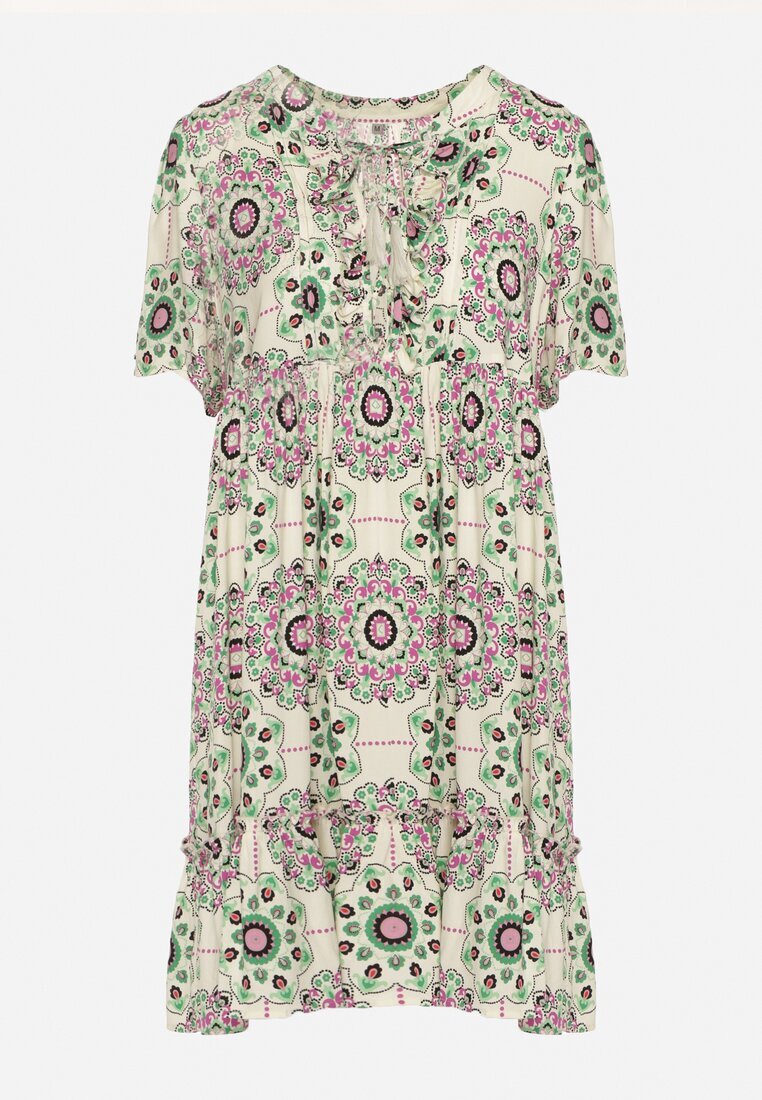 rosse line Rochie Verde Boho din Viscoză cu croială evazată Wiadena