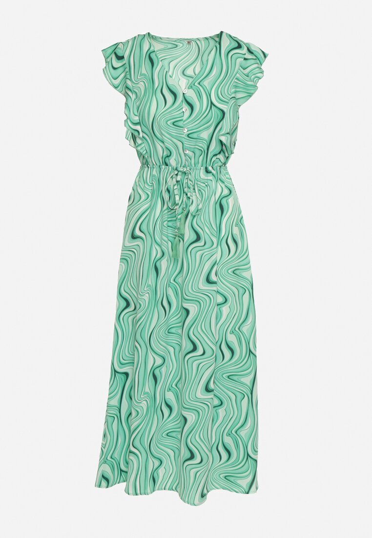 rosse line Rochie Verde deschis Încheiată cu nasturi Cu elastic în talie și volane Keltella