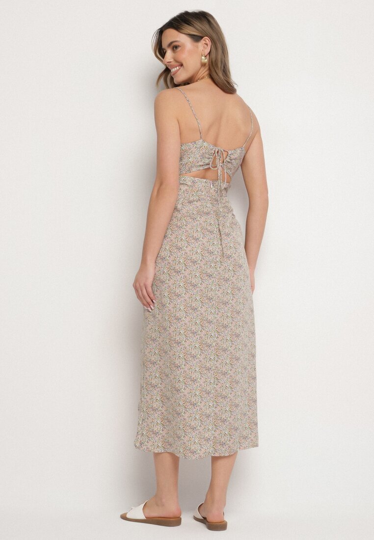 rosse line Rochie Verde Evazată Decorată cu Model Geometric Taelissa
