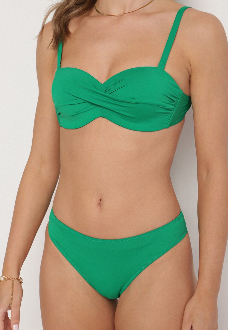 rosse line Sutien bikini verde închis legat la spate și 2 perechi de chiloți tip slip Galarella