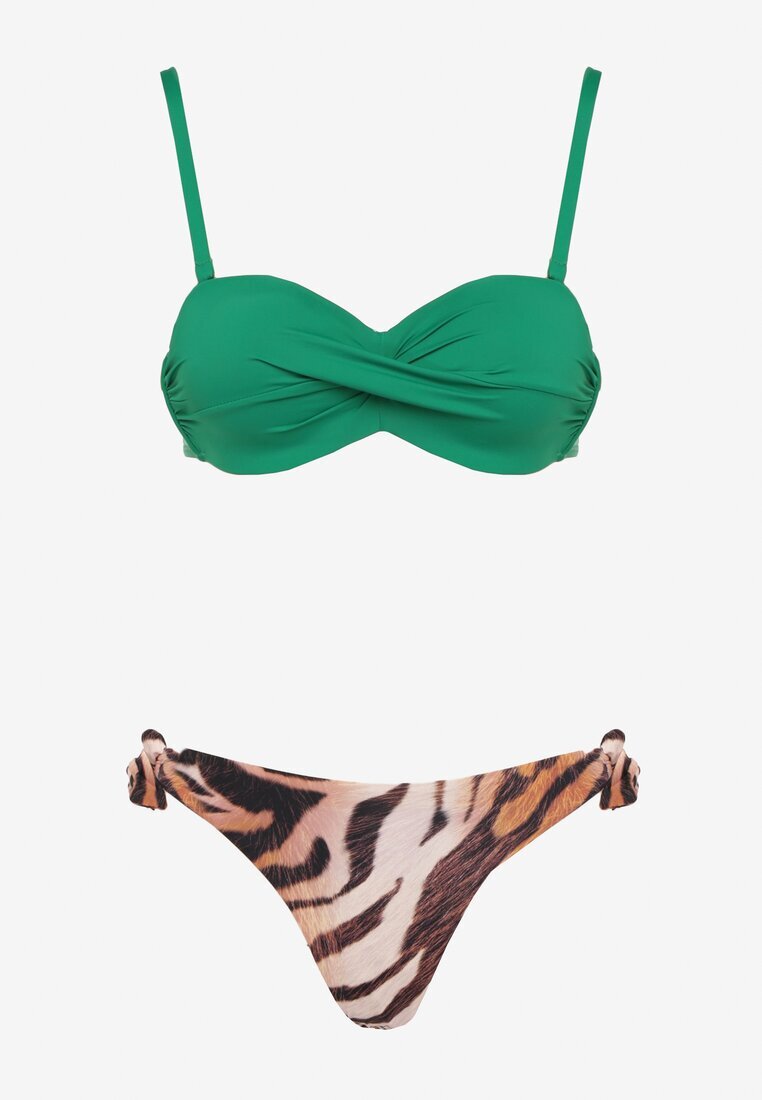 rosse line Sutien bikini verde închis legat la spate și 2 perechi de chiloți tip slip Galarella