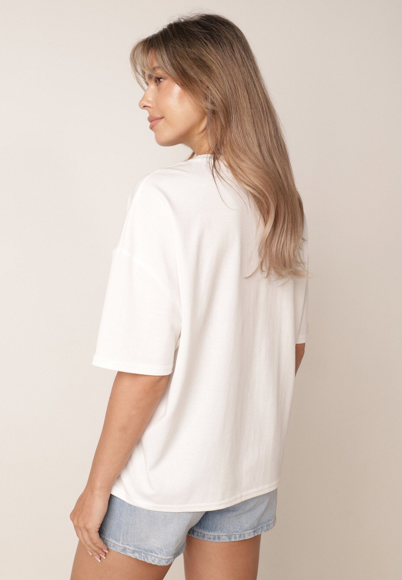 rosse line T-shirt din viscoză cu mărgele și flori 3D Rossalie Alb