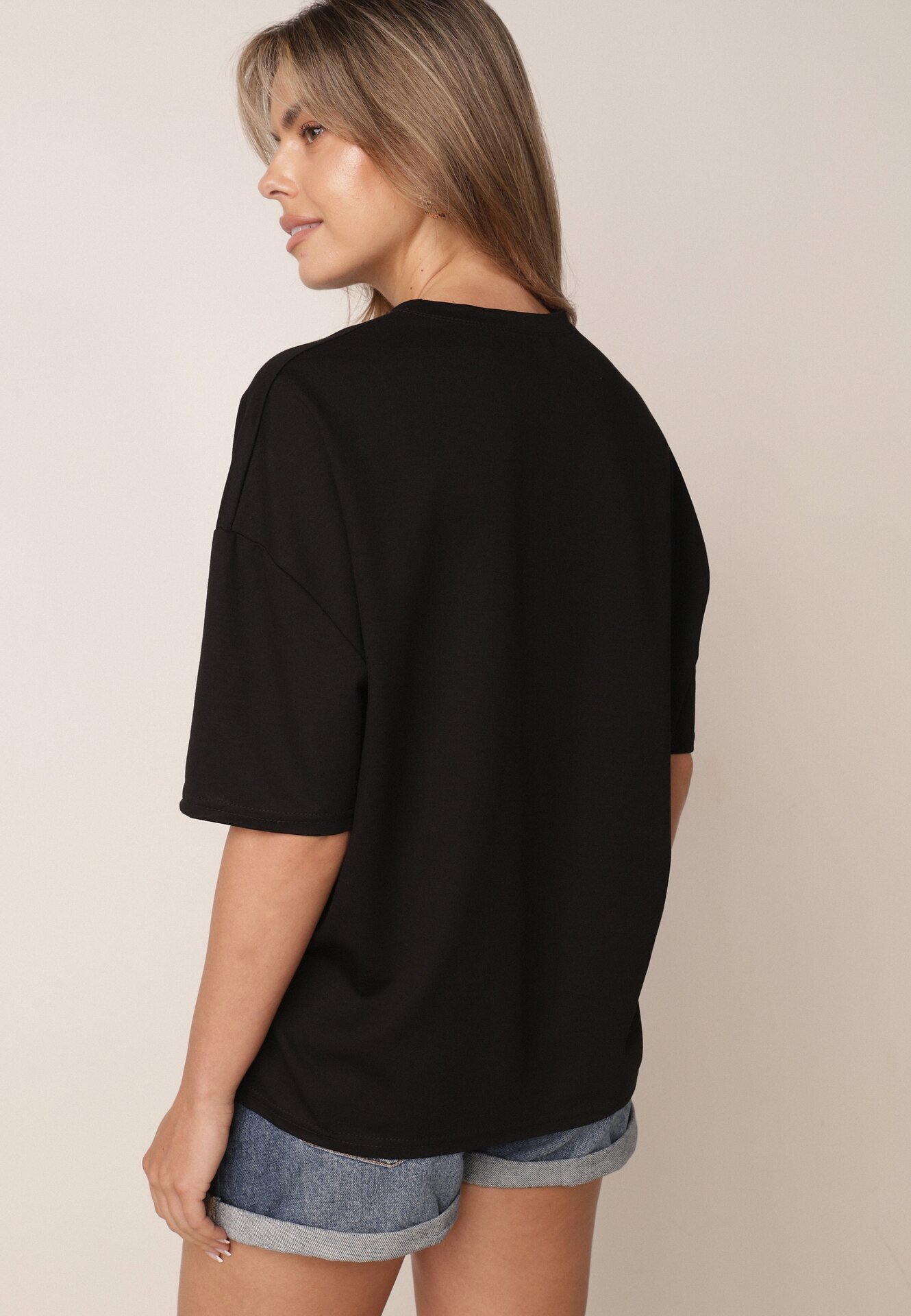 rosse line T-shirt din viscoză cu mărgele și flori 3D Rossalie Negru