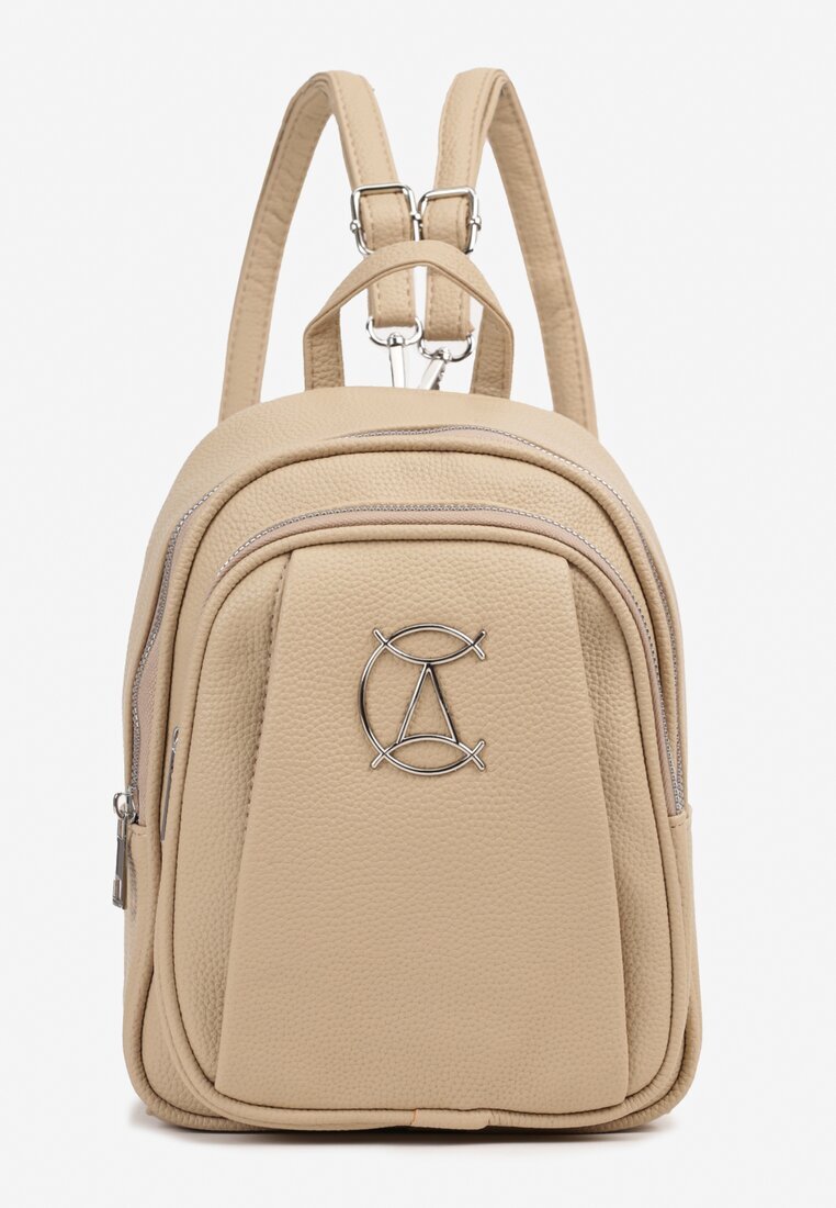  Rucsac Elegant Bej deschis cu Bretele Reglabile și Aplicație Metalică Ravanessa