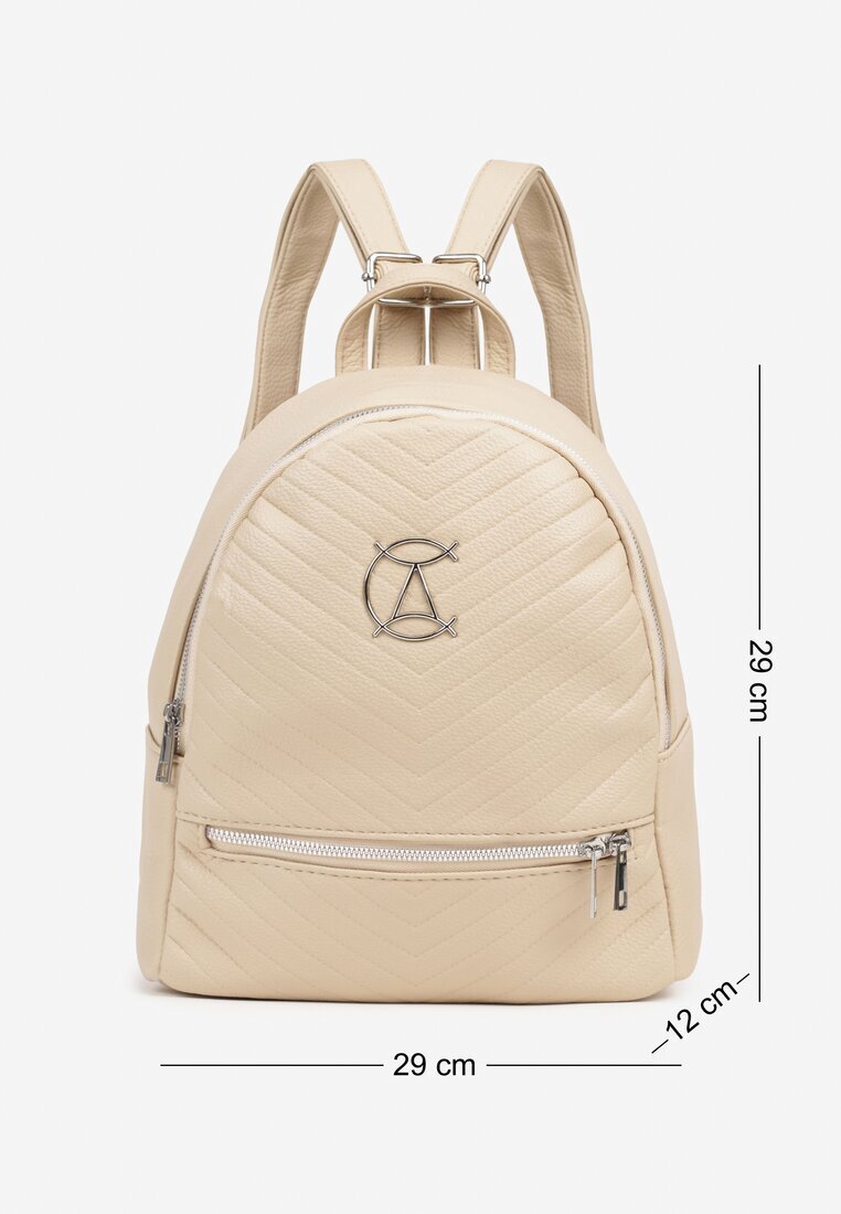  Rucsac Elegant Bej și Crem cu matlasare și Logo Iiloevi
