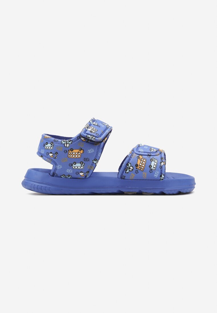  Sandale Albastre din Spumă cu Talpă Plată cu Prindere Velcro Krislin