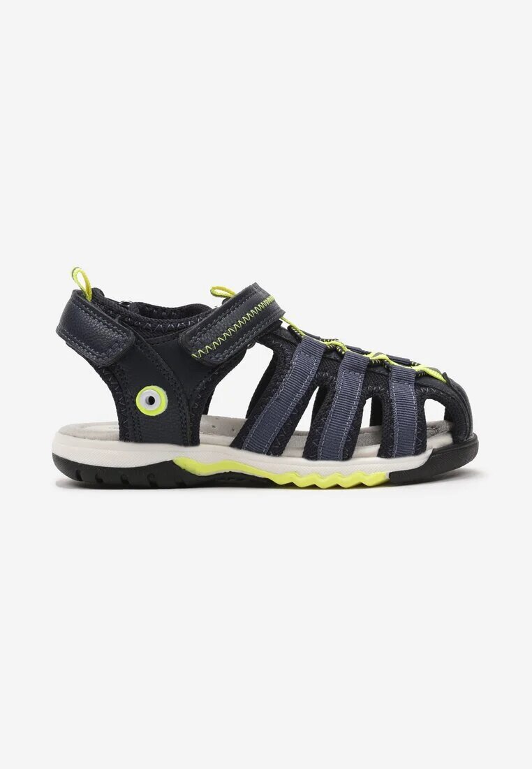  Sandale Albastre-Verzi Sportive Tip Gladiator Cu Elemente Reflectorizante și Cu Scai