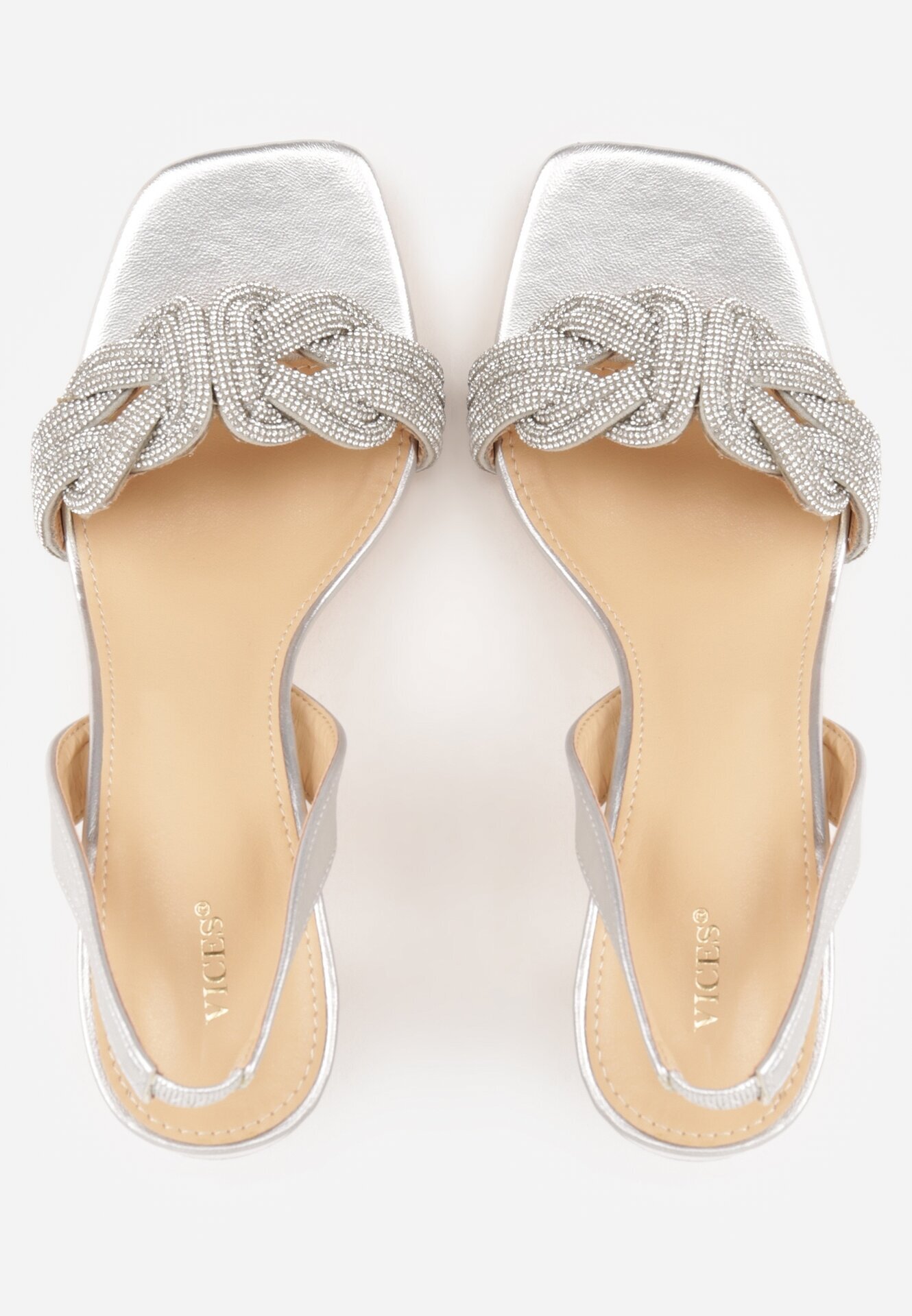  Sandale Argintii Elegante cu toc stiletto decorate cu Zirconii Sinilara