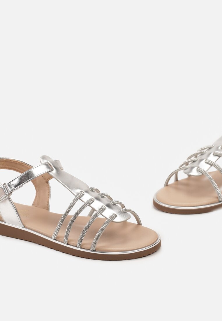  Sandale Argintii Elegante Romane cu Zirconii Relinasse