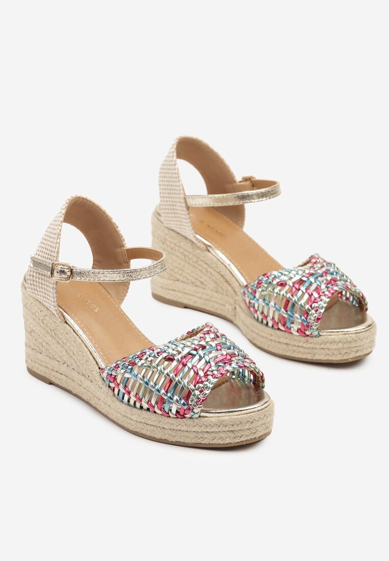  Sandale Bej și Roz cu pană în stil Boho cu împletitură Pasirna