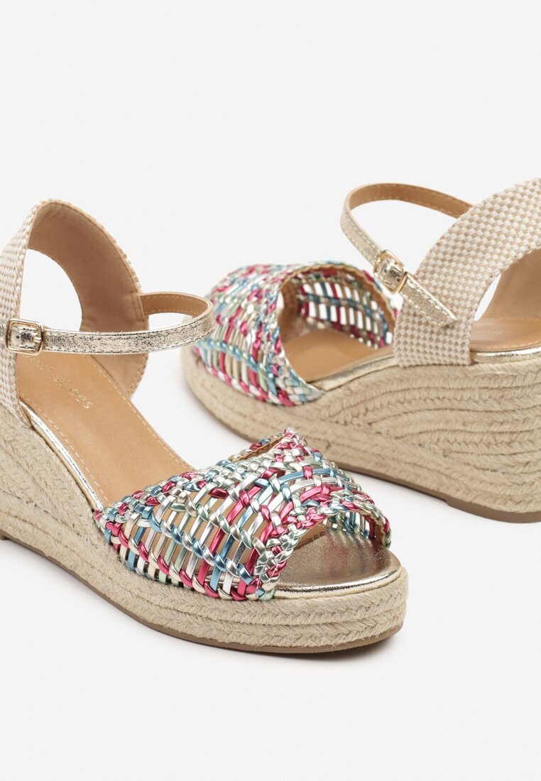  Sandale Bej și Roz cu pană în stil Boho cu împletitură Pasirna