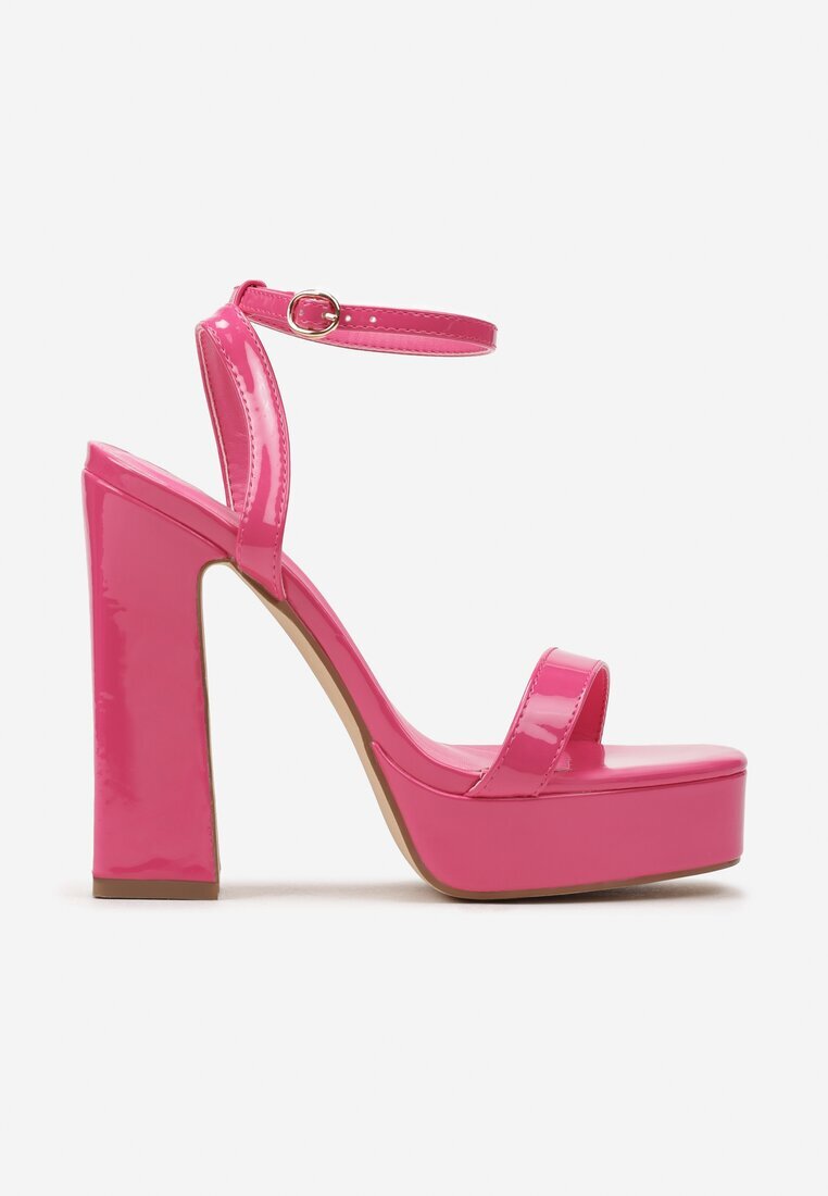  Sandale Fuchsia cu toc gros înalt și platformă Ikelia