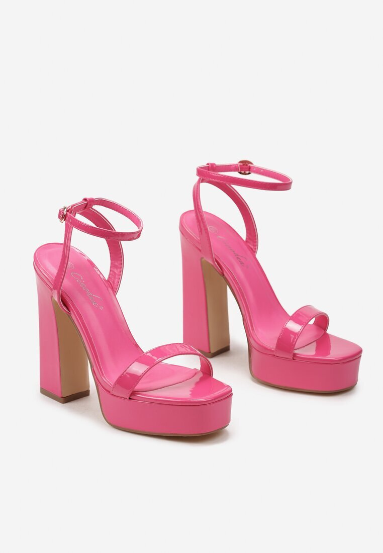 Sandale Fuchsia cu toc gros înalt și platformă Ikelia