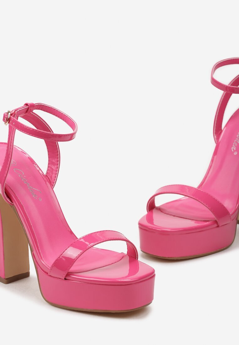  Sandale Fuchsia cu toc gros înalt și platformă Ikelia
