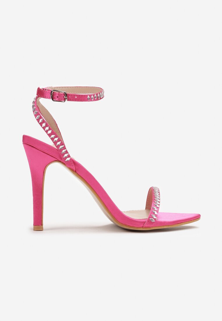  Sandale Fuchsia De satin Cu toc stiletto Cu strasuri Kyiana