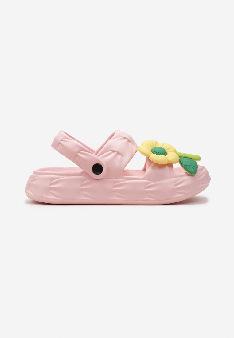  Sandale Roz Decorate cu o Floare cu Baretă la Călcâi Orialis