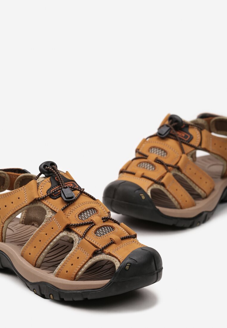 Sandale Sport Galbene din Piele Naturală cu Față Reglabilă și Velcro Acridana