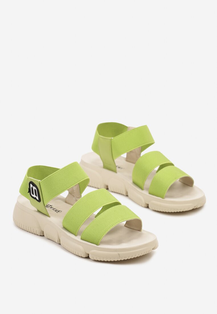  Sandale Verzi Plate slip-on cu Curea Elastică Rivaine