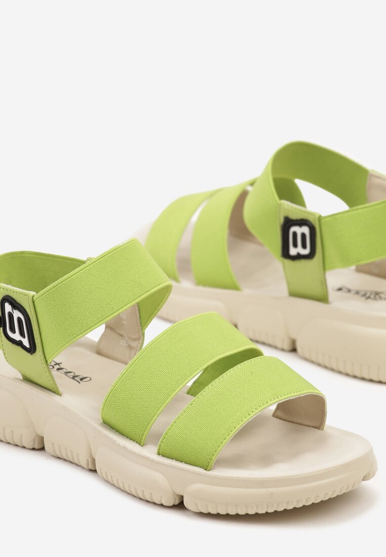  Sandale Verzi Plate slip-on cu Curea Elastică Rivaine
