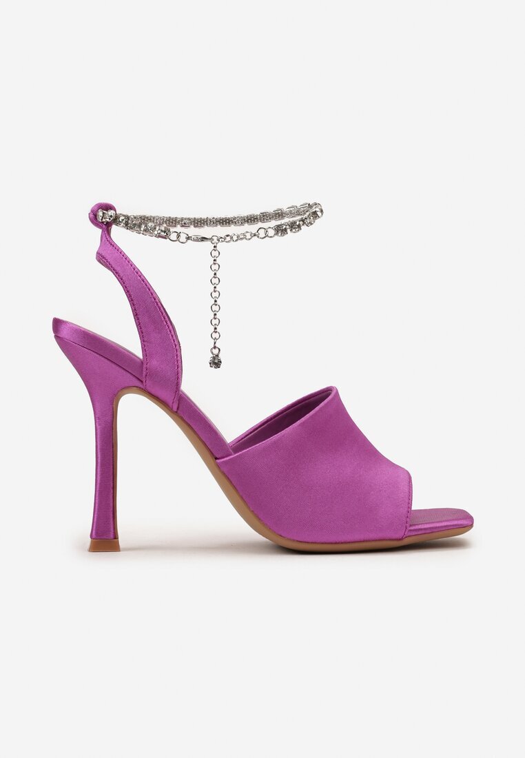  Sandale Violet cu toc stiletto cu lănțișor în jurul gleznei Malla