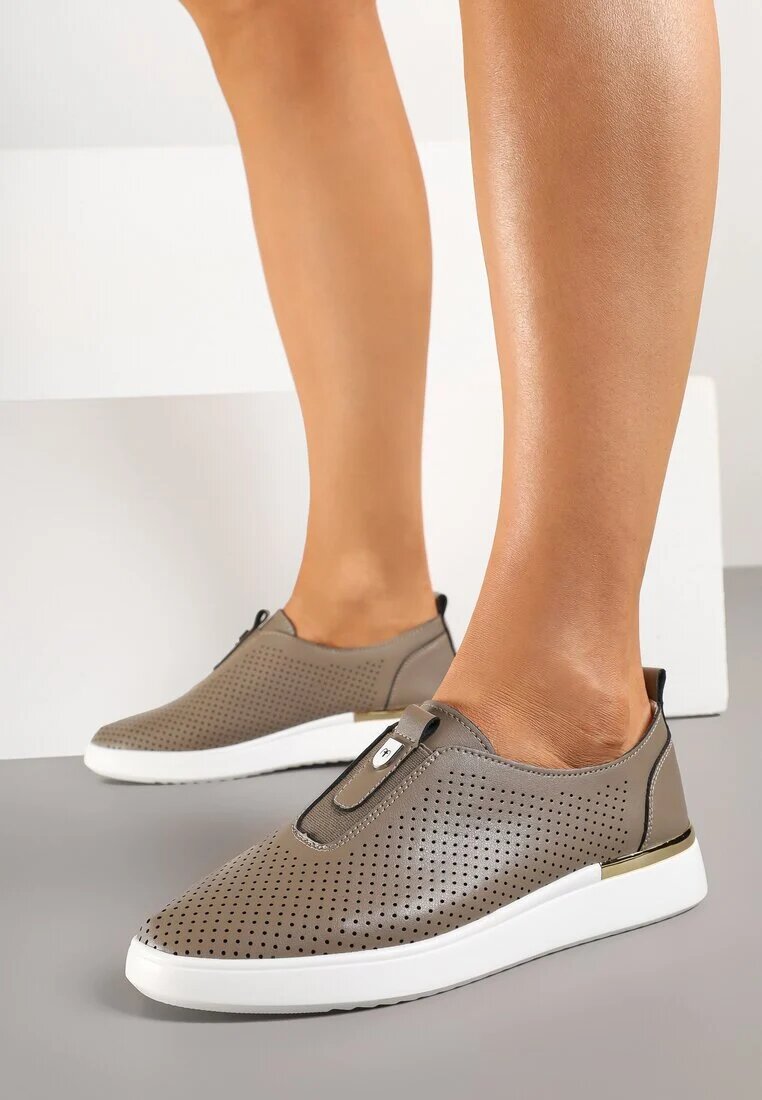santorio Pantofi Slip-on Verde închis Perforați din Piele Naturală Parritia