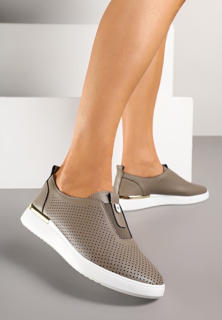 santorio Pantofi Slip-on Verde închis Perforați din Piele Naturală Parritia