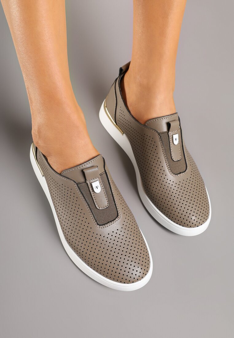 santorio Pantofi Slip-on Verde închis Perforați din Piele Naturală Parritia