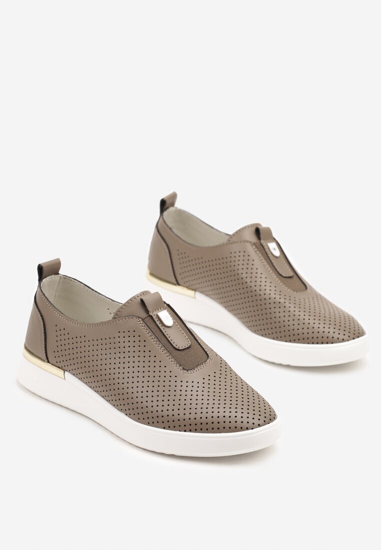 santorio Pantofi Slip-on Verde închis Perforați din Piele Naturală Parritia