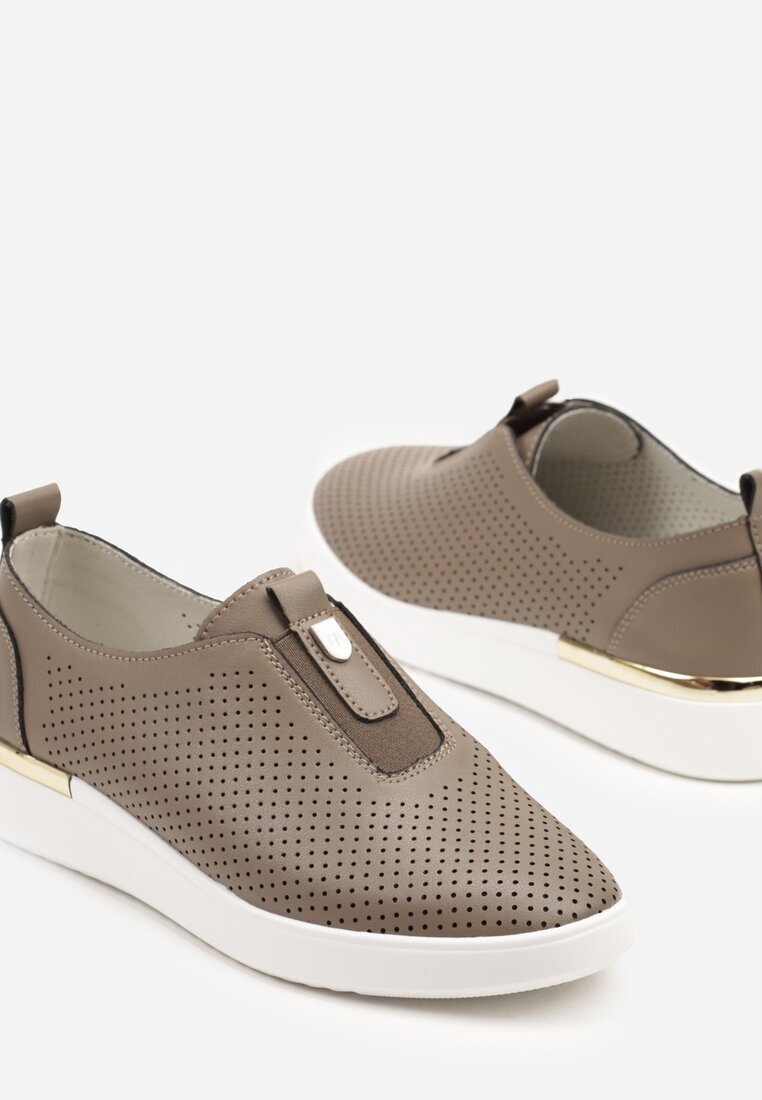 santorio Pantofi Slip-on Verde închis Perforați din Piele Naturală Parritia