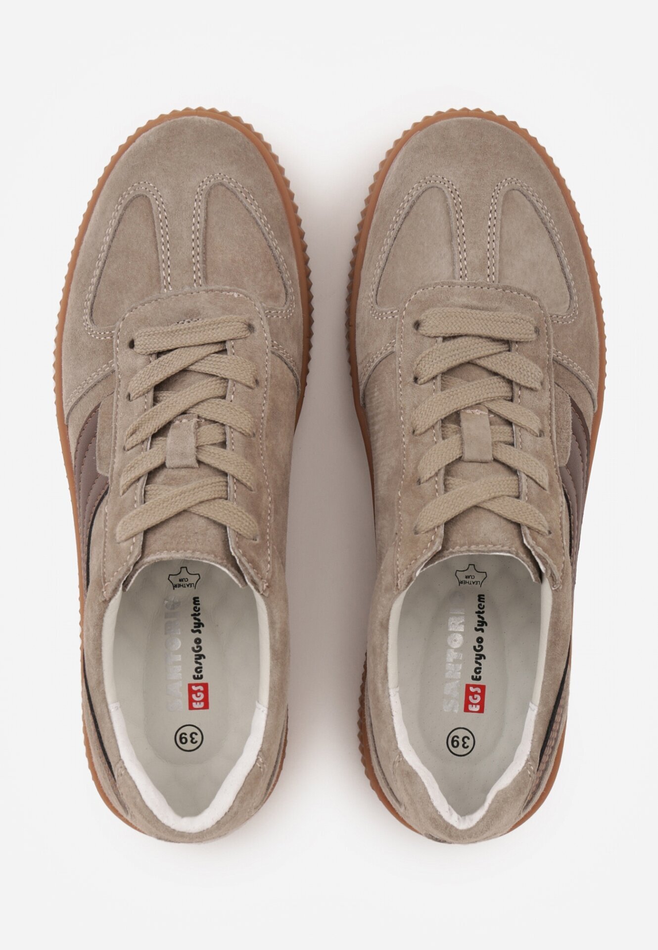 santorio Sneakers bej din piele întoarsă în stil tenisi clasici cu branț din piele Riosera