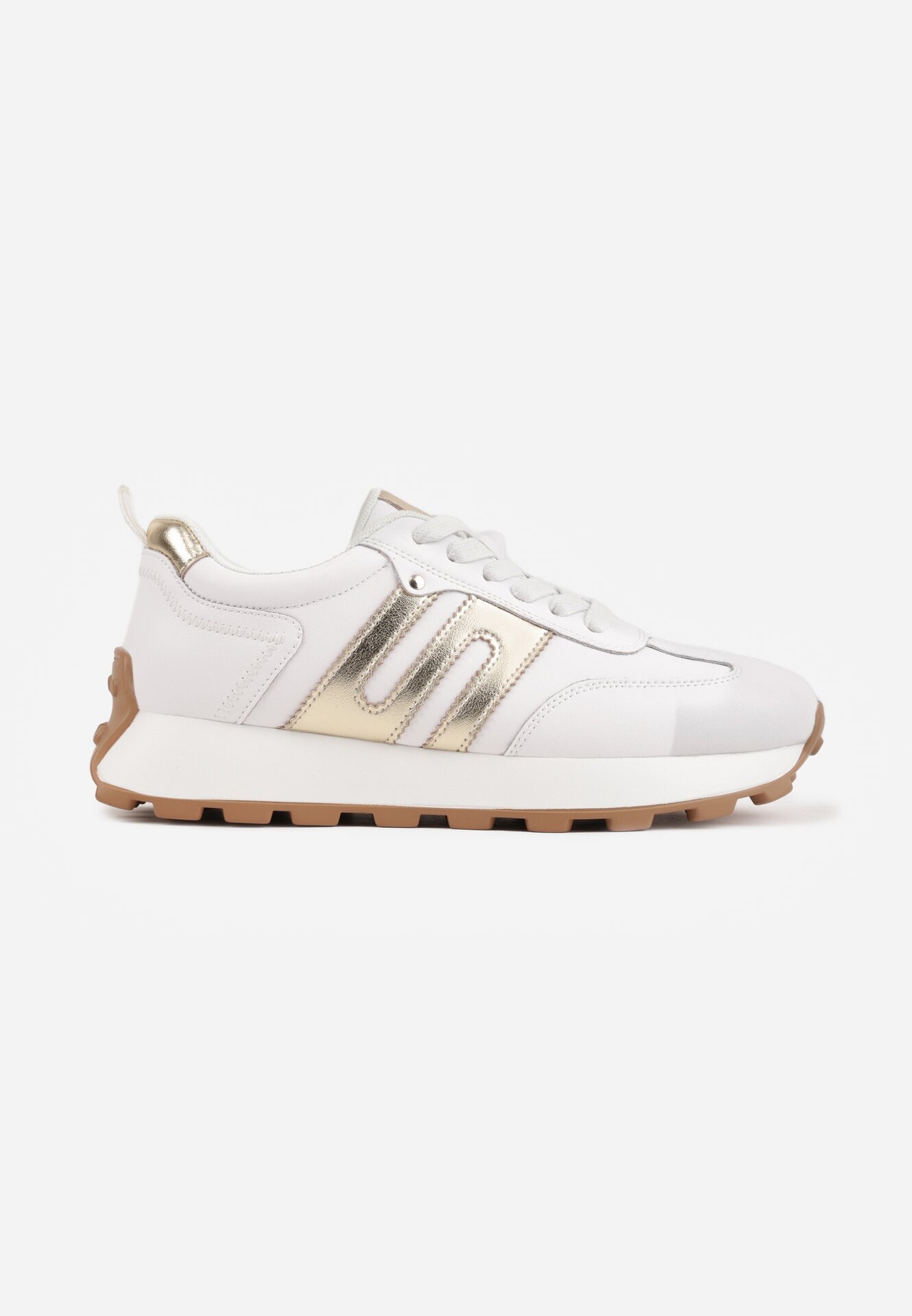 santorio Sneakers din piele naturală de căprioară cu cusături decorative Maliess Albi