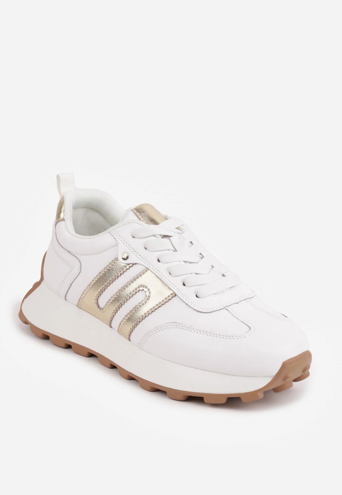 santorio Sneakers din piele naturală de căprioară cu cusături decorative Maliess Albi