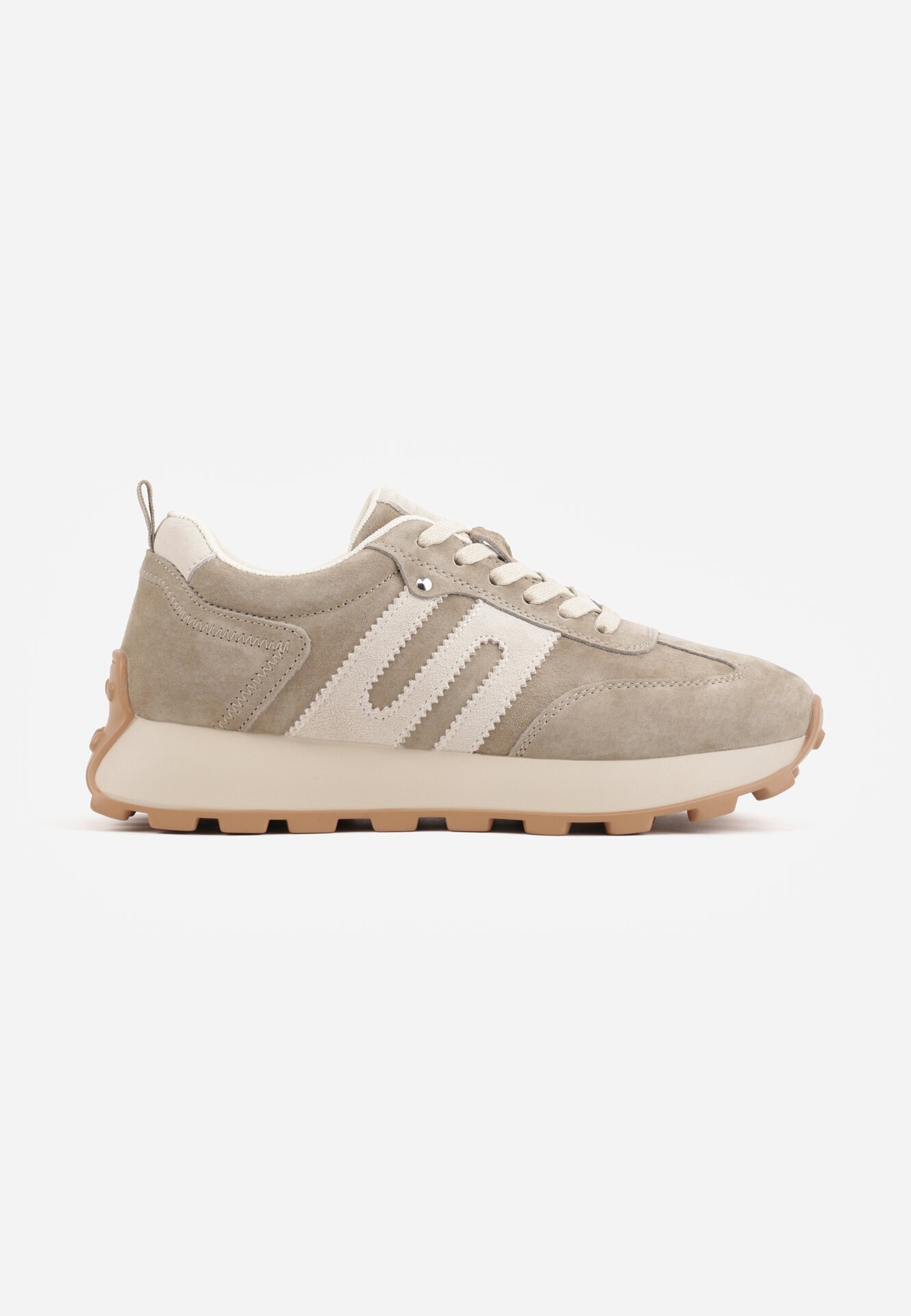 santorio Sneakers din piele naturală de căprioară cu cusături decorative Maliess Bej