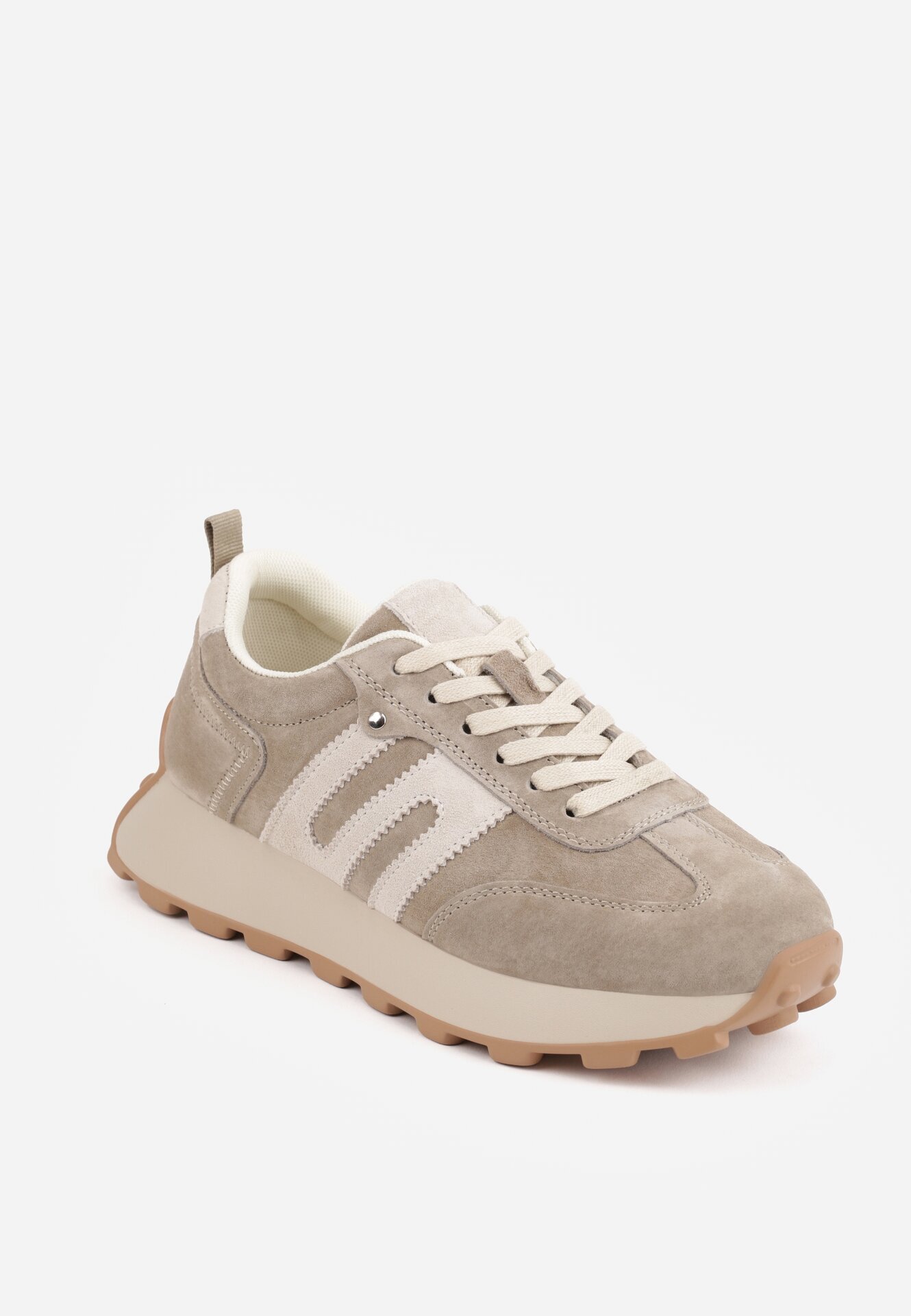 santorio Sneakers din piele naturală de căprioară cu cusături decorative Maliess Bej