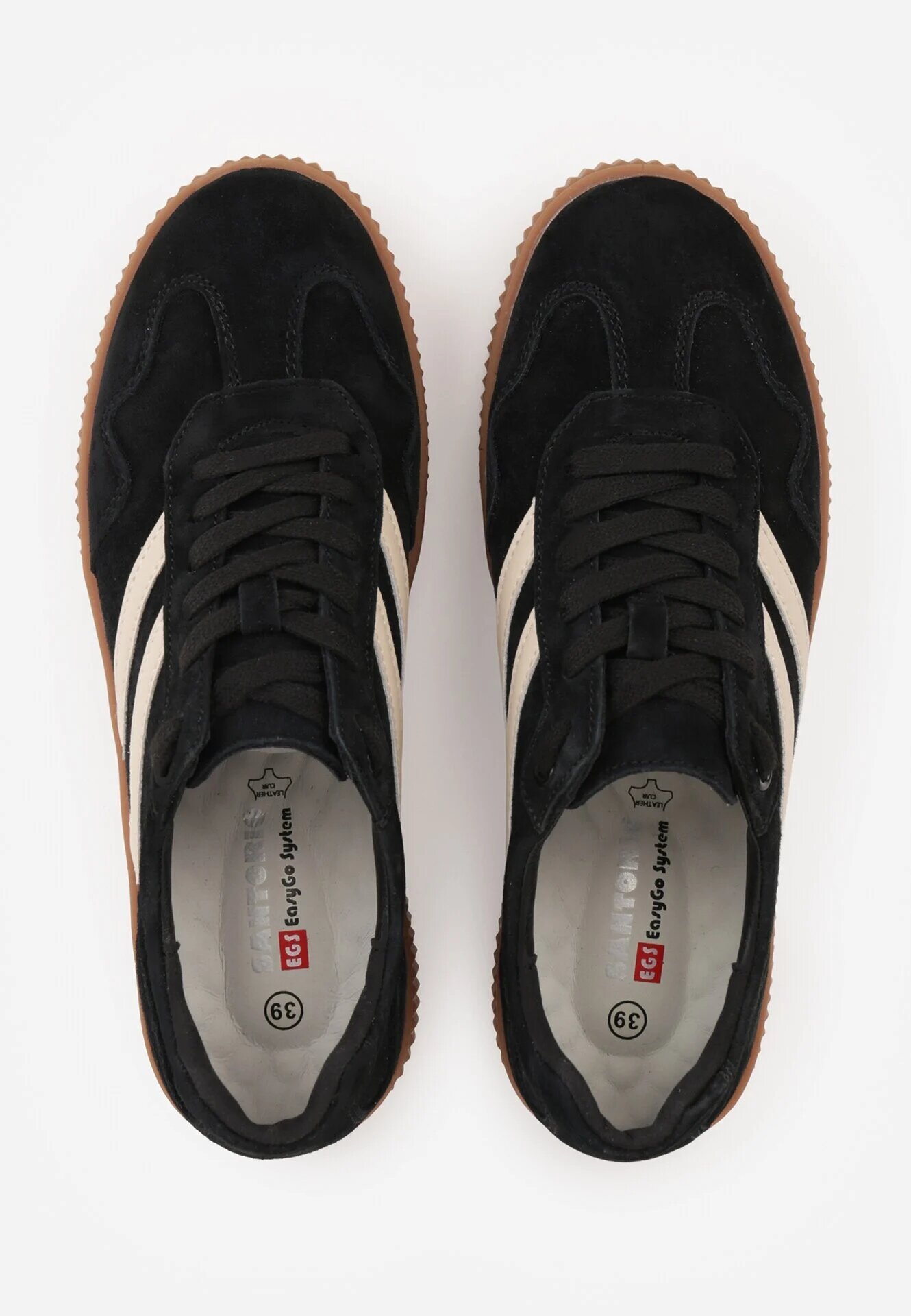 santorio Sneakers negri din piele întoarsă în stil tenisi iconici cu branț din piele Berosele