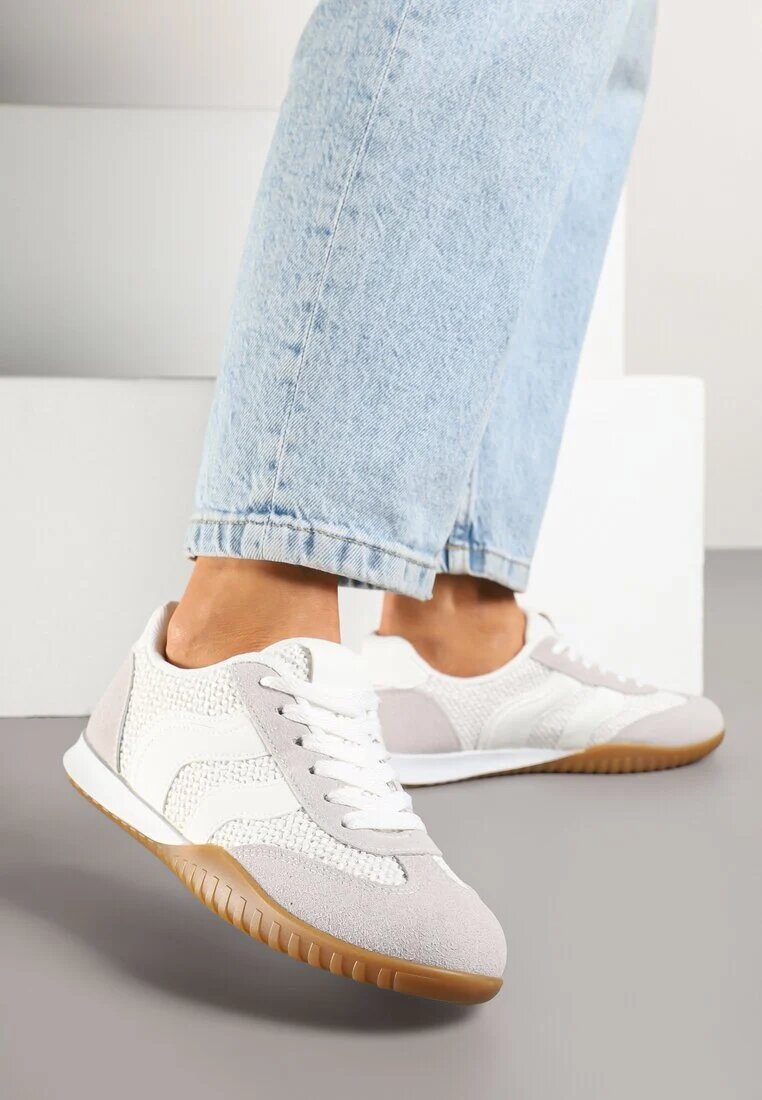 seastar Adidași Alb-Gri Decorați cu împletitură și model geometric Aniffia