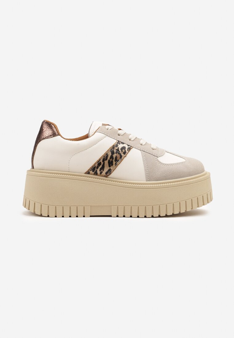 seastar Adidași bej cu imprimeu leopard pe talpă groasă cu baretă decorativă Viviriana