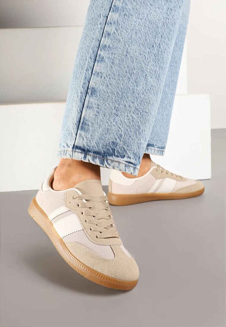 seastar Adidași și teniși bej închis cu benzi decorative Nelidi