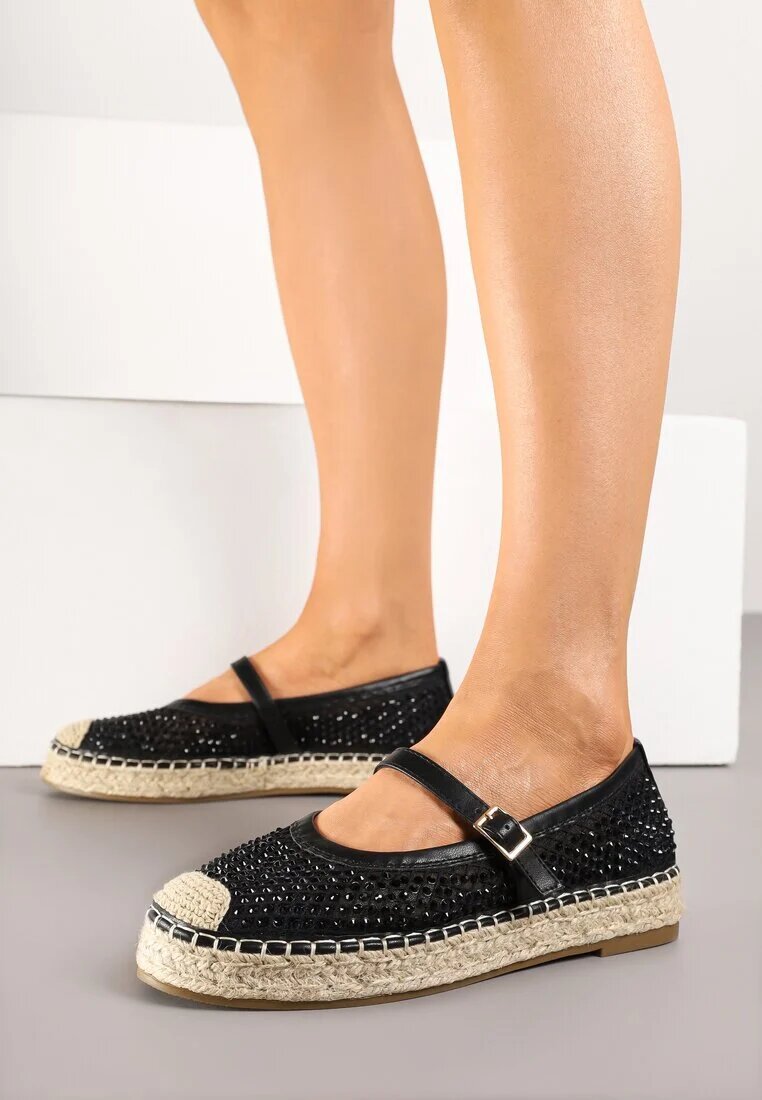 seastar Espadrile Negre Perforate cu împletitură Rineviella