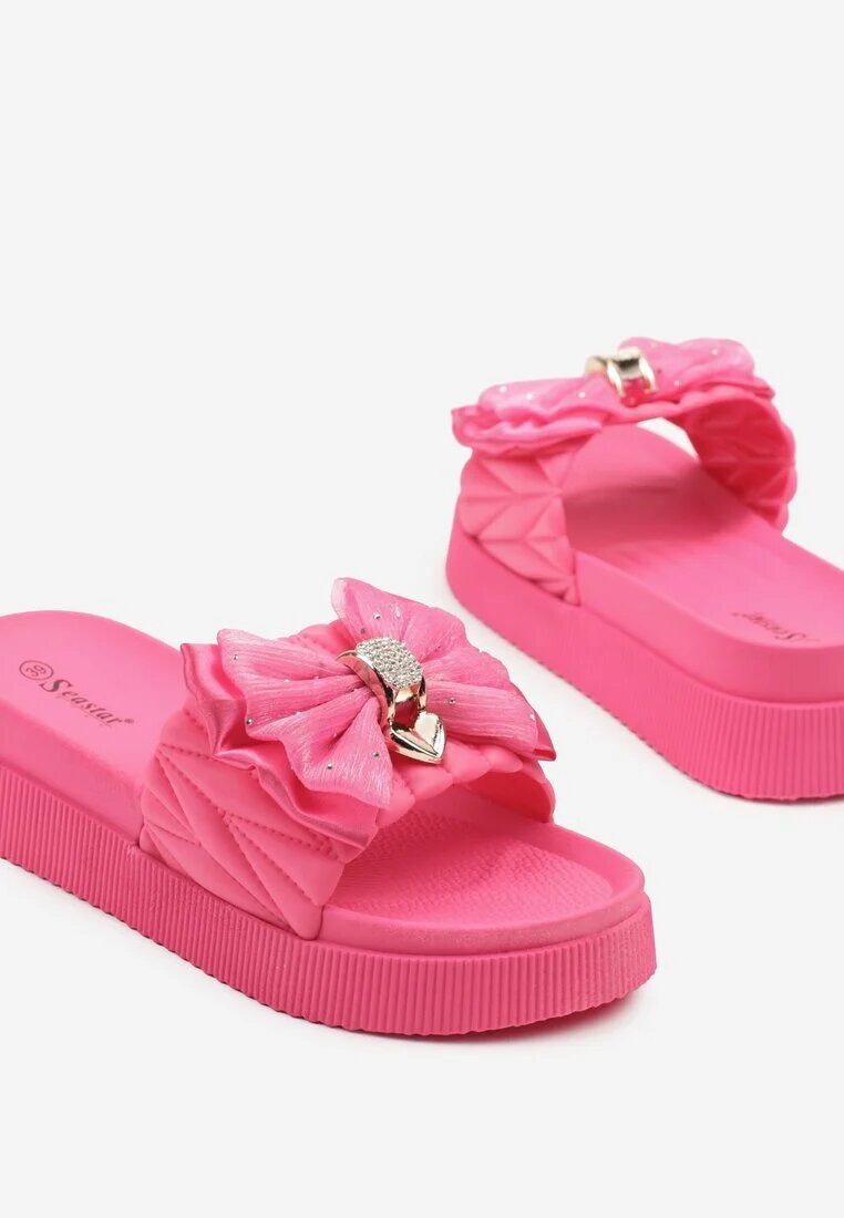 seastar Papuci fuchsia cu talpă groasă cu fundă decorativă Kinnela