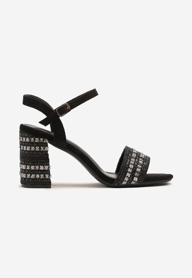 seastar Sandale Negre cu toc cu Zirconii Fendisa