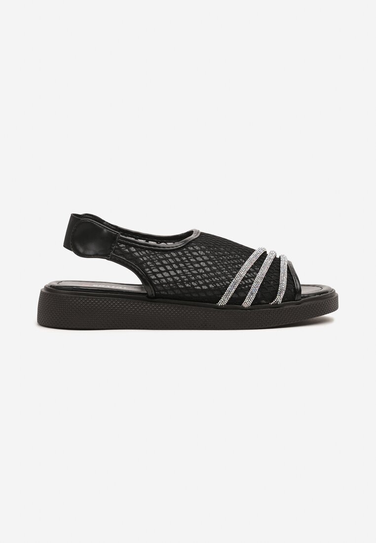 seastar Sandale Negre din plasă decorate cu zirconii Zelvia