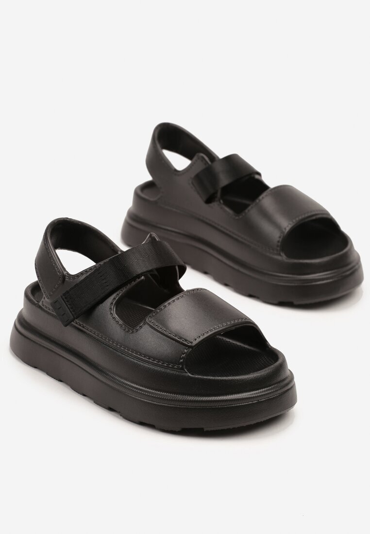 seastar Sandale negre din spumă cu talpă groasă cu închidere Velcro Rosaloria