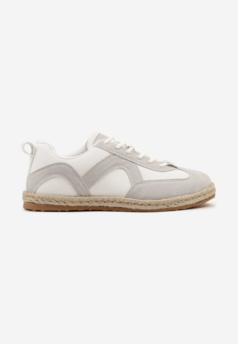 seastar Sneakers Alb-Gri în Stilul Tenisilor Clasici cu Talpă Împletită Fevanelle
