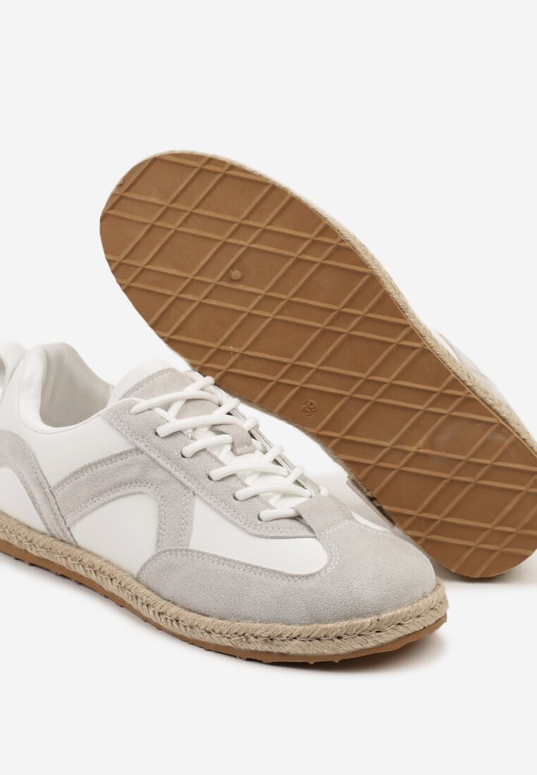 seastar Sneakers Alb-Gri în Stilul Tenisilor Clasici cu Talpă Împletită Fevanelle