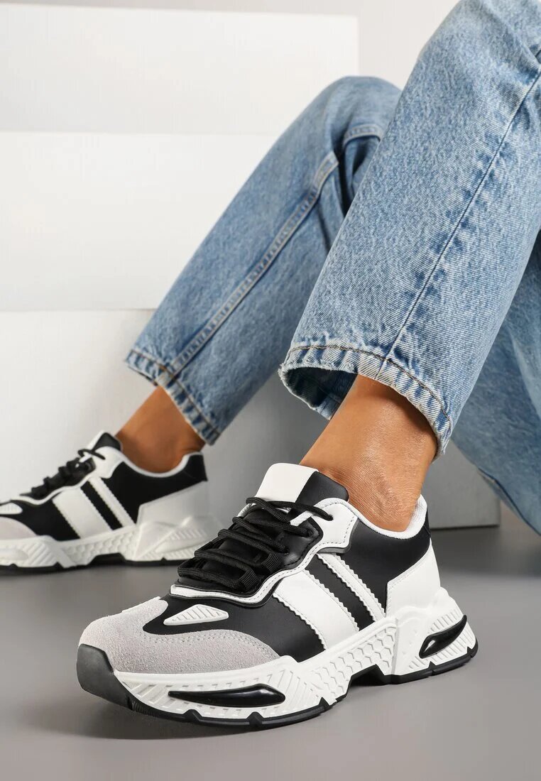 seastar Sneakers Alb-Negru de streetwear cu cusături contrastante Ilirenas