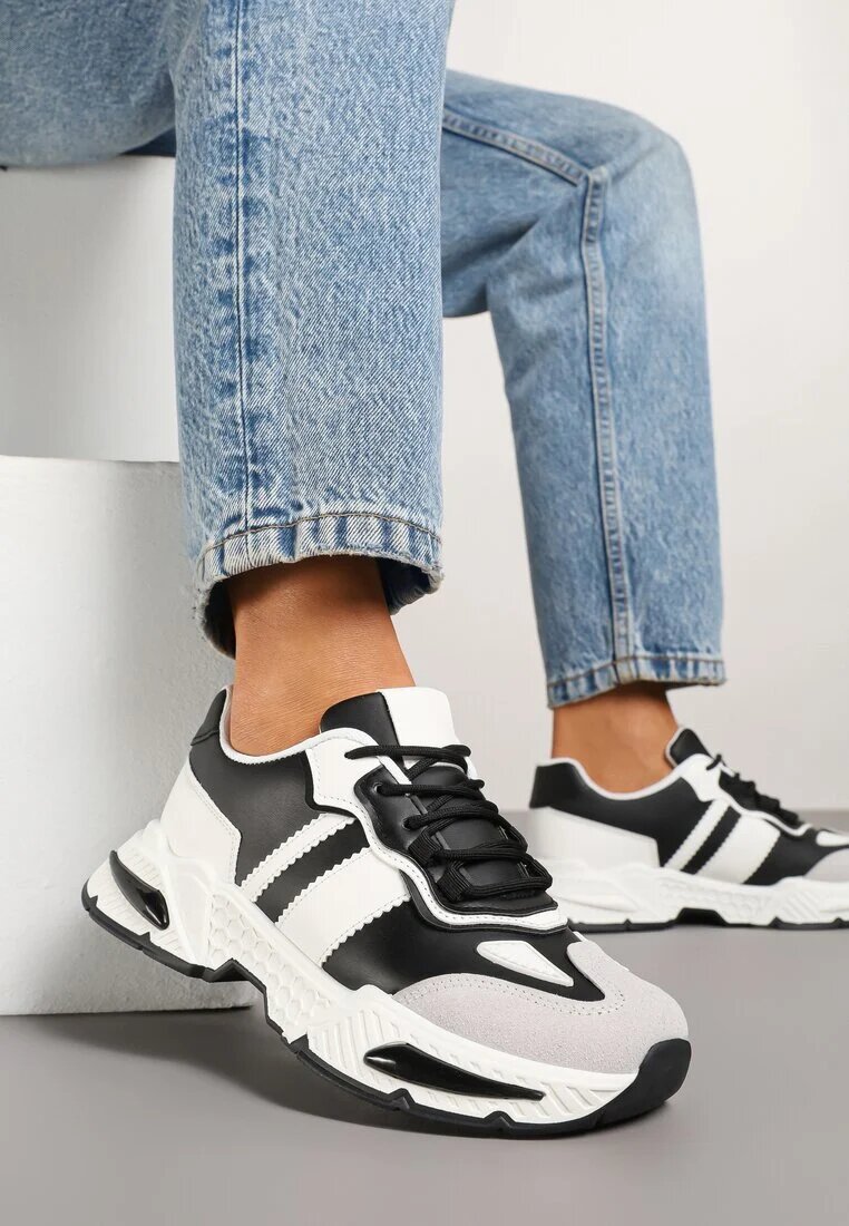 seastar Sneakers Alb-Negru de streetwear cu cusături contrastante Ilirenas