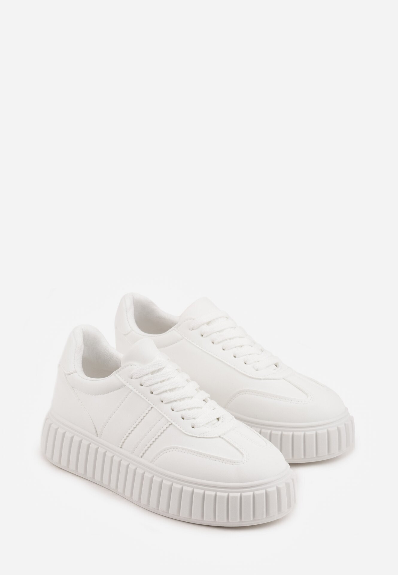 seastar Sneakers Albi pe Talpă Groasă cu Relief și Benzi Decorative Ralis